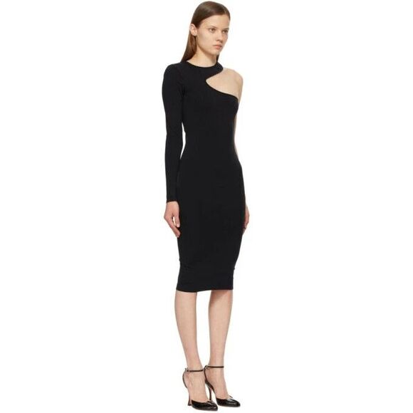Helmut Lang women Core Cutout Bodycon Dress size Medium/Large Black One Shoulder - Picture 1 of 6